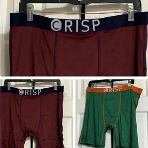 2 Crisp maroon & navy blue & green & orange mens athletic boxers briefs